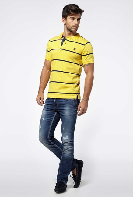 Killer Yellow Striped Polo T-shirt Killer Yellow Striped Polo T-shirt