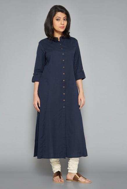 Utsa Indigo Fab Front Open Kurta Utsa Indigo Fab Front Open Kurta