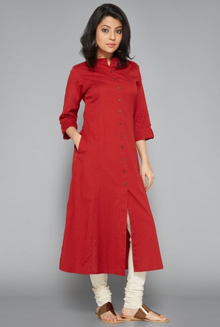 Utsa Red Front Open Kurta Utsa Red Front Open Kurta
