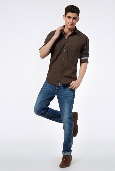 Provogue Brown Regular Fit Shirt Provogue Brown Regular Fit Shirt