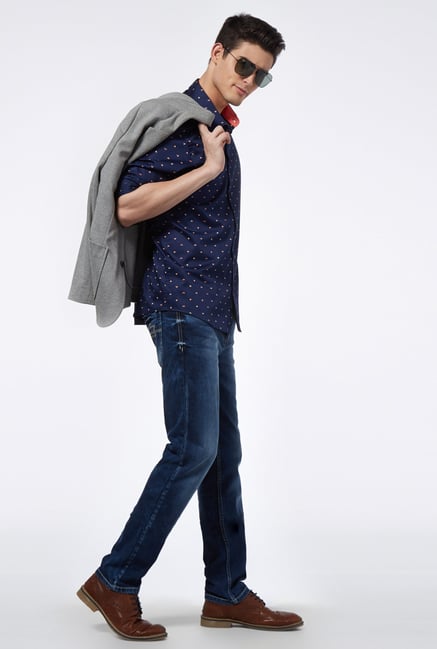 Provogue Navy Slim Fit Shirt Provogue Navy Slim Fit Shirt