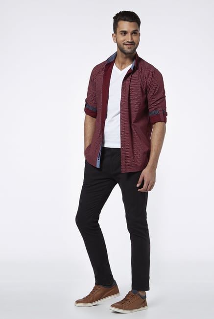 Provogue Maroon Slim Fit Shirt Provogue Maroon Slim Fit Shirt