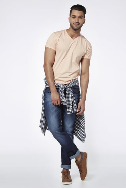 Provogue Peach V Neck T Shirt Provogue Peach V Neck T Shirt