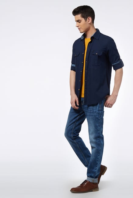Provogue Navy Slim Fit Shirt Provogue Navy Slim Fit Shirt