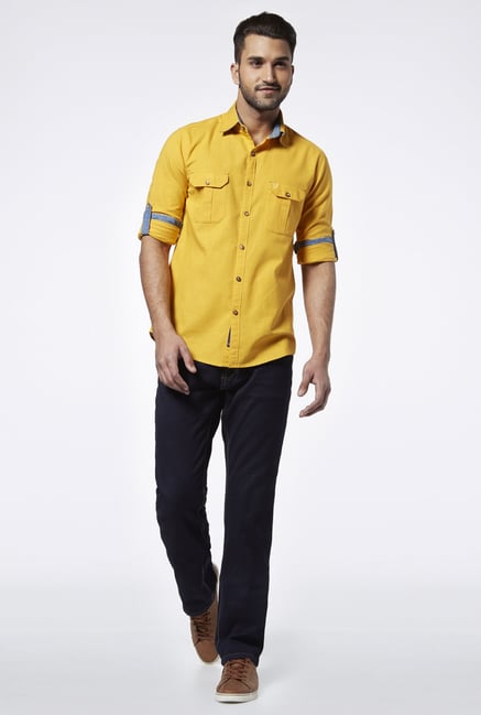 Provogue Yellow Slim Fit Cotton Shirt Provogue Yellow Slim Fit Cotton Shirt