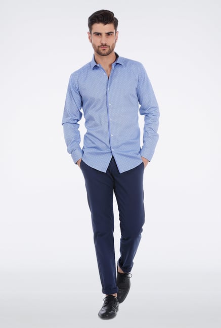 Basics Blue Dotted Shirt Basics Blue Dotted Shirt