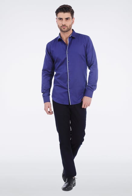 Basics Navy Satin Formal Shirt Basics Navy Satin Formal Shirt