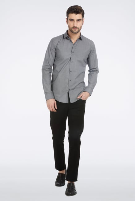 Basics Black Micro Printed Formal Shirt Basics Black Micro Printed Formal Shirt