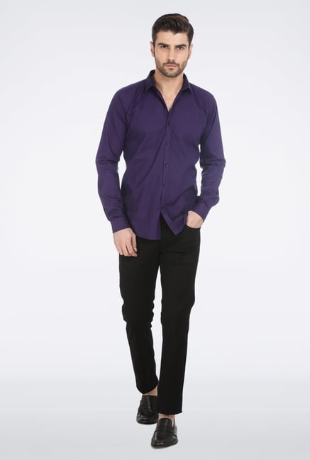 Basics Purple Slim Fit Formal Shirt Basics Purple Slim Fit Formal Shirt