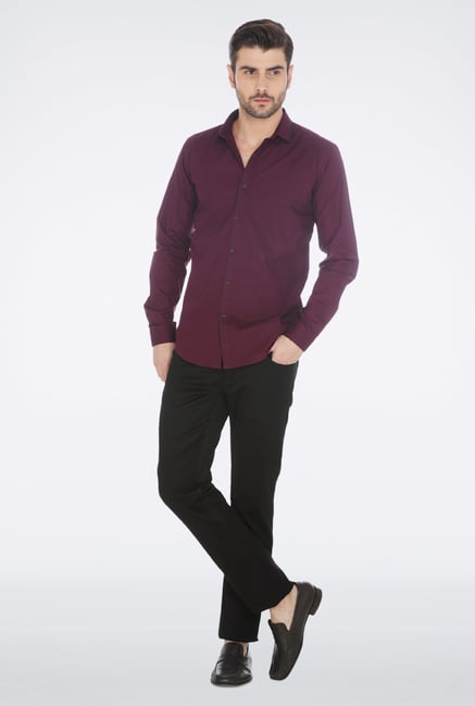 Basics Red Slim Fit Formal Shirt Basics Red Slim Fit Formal Shirt