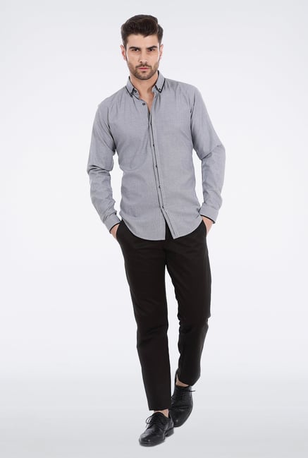 Basics Grey Dobby Weave Formal Shirt Basics Grey Dobby Weave Formal Shirt