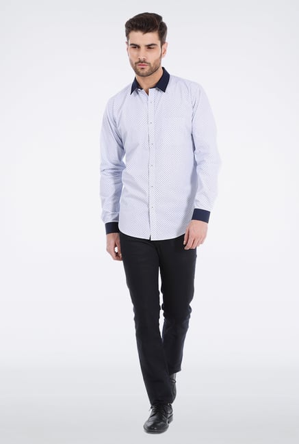 Basics White Micro Checkered Formal Shirt Basics White Micro Checkered Formal Shirt