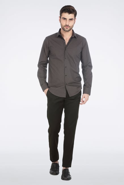 Basics Brown Star Printed Shirt Basics Brown Star Printed Shirt