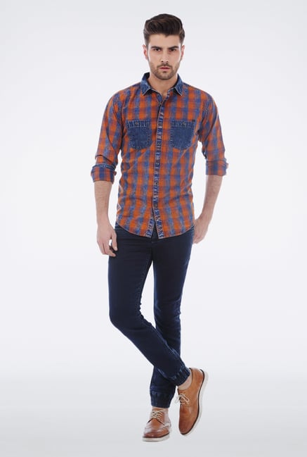 Basics Orange Casual Shirt Basics Orange Casual Shirt