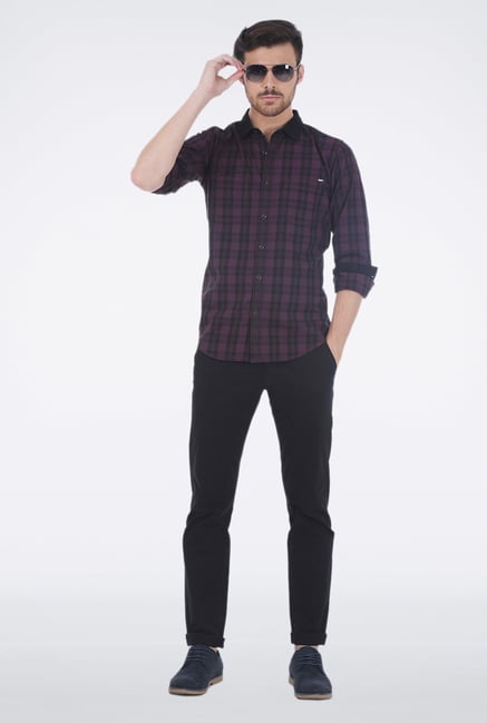 Basics Purple Plaid Shirt Basics Purple Plaid Shirt