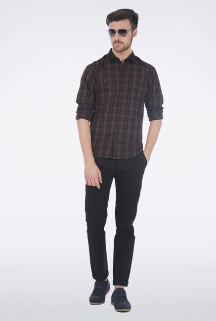 Basics Brown Plaid Shirt Basics Brown Plaid Shirt