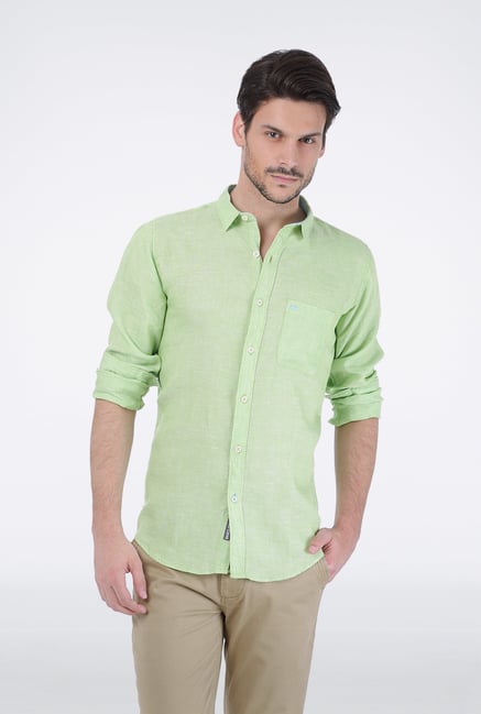 Basics Green Chambray Linen Shirt Basics Green Chambray Linen Shirt