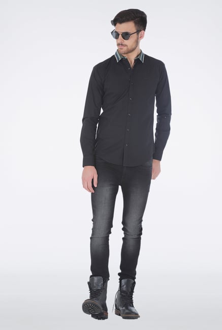 Basics Black Slim fit Casual Shirt Basics Black Slim fit Casual Shirt