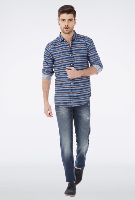 Basics Blue Distressed Jeans Basics Blue Distressed Jeans