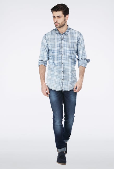 Basics Blue Checkered Shirt Basics Blue Checkered Shirt