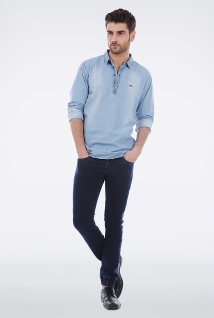 Basics Ice Blue Denim Shirt Basics Ice Blue Denim Shirt