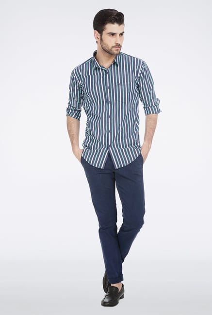 Basics Green Striped Shirt Basics Green Striped Shirt