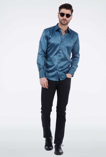 Basics Turquoise Slim Fit Shirt Basics Turquoise Slim Fit Shirt