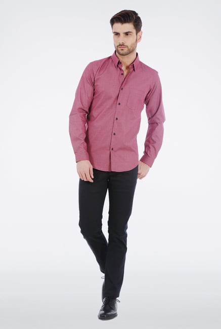 Basics Red Slim Fit Formal Shirt Basics Red Slim Fit Formal Shirt