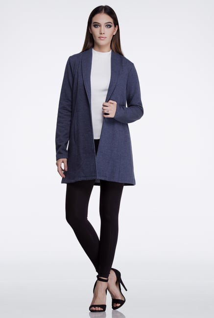 Femella Navy Fleece Casual Jacket Femella Navy Fleece Casual Jacket