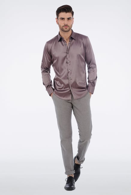 Basics Grey Slim Fit Formal Shirt Basics Grey Slim Fit Formal Shirt
