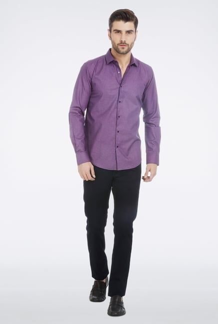 Basics Purple Micro Checkered Formal Shirt Basics Purple Micro Checkered Formal Shirt