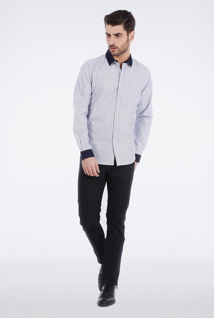 Basics Blue Striped Formal Shirt Basics Blue Striped Formal Shirt