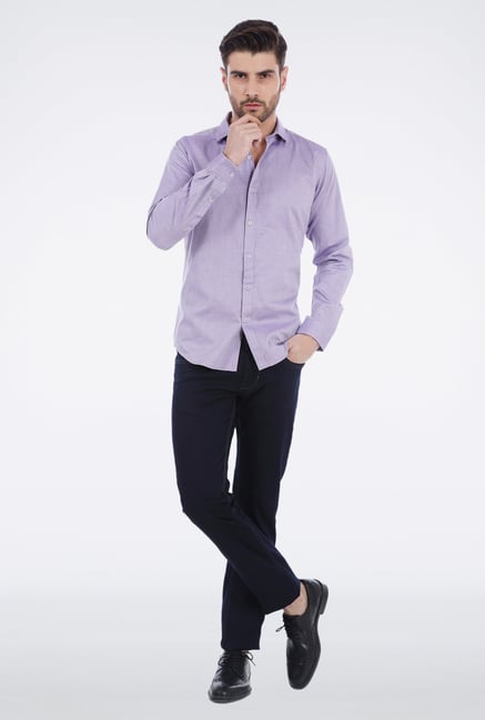 Basics Purple Dobby Weave Shirt Basics Purple Dobby Weave Shirt