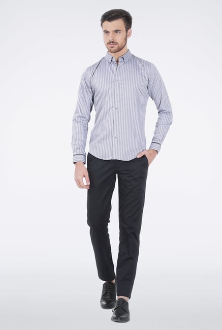 Basics Navy Striped Formal Shirt Basics Navy Striped Formal Shirt