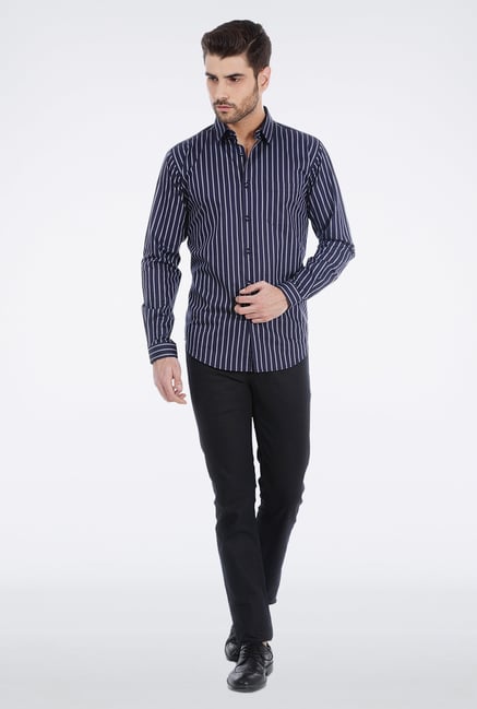 Basics Navy Pencil Stripe Formal Shirt Basics Navy Pencil Stripe Formal Shirt