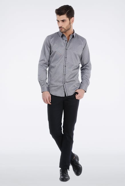 Basics Grey Dobby Weave Shirt Basics Grey Dobby Weave Shirt