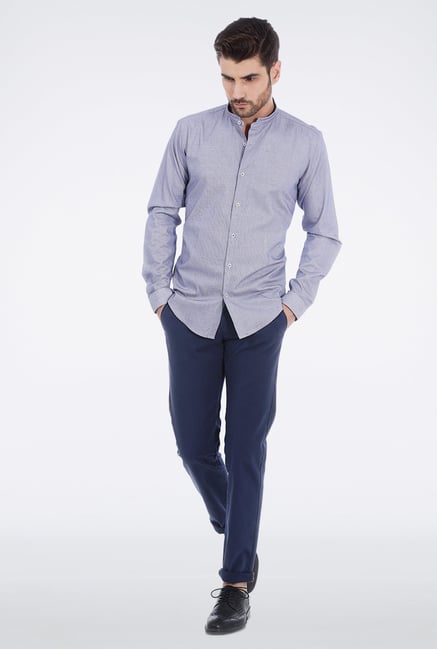 Basics Blue Woven Formal Shirt Basics Blue Woven Formal Shirt