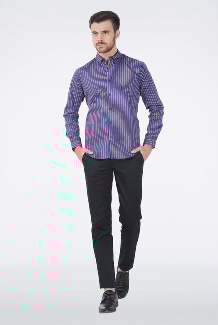 Basics Blue Multi Stripe Formal Shirt Basics Blue Multi Stripe Formal Shirt