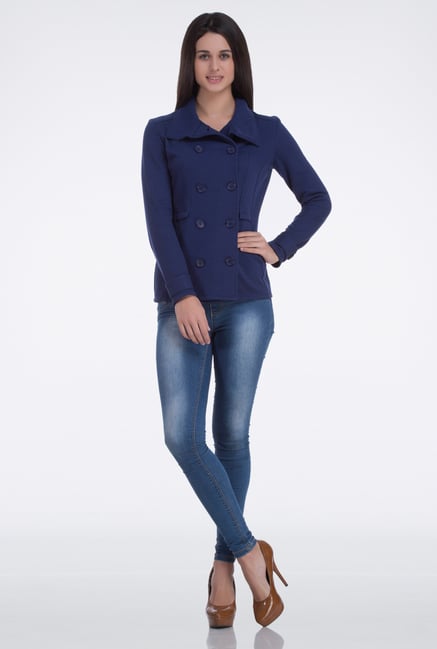 Femella Navy Double Breasted Jacket Femella Navy Double Breasted Jacket