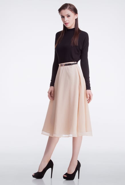 Femella Beige Semi Circular Skirt Femella Beige Semi Circular Skirt