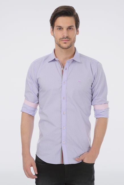 Basics Blue Printed Formal Shirt Basics Blue Printed Formal Shirt