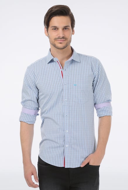 Basics Blue Checked Formal Shirt Basics Blue Checked Formal Shirt