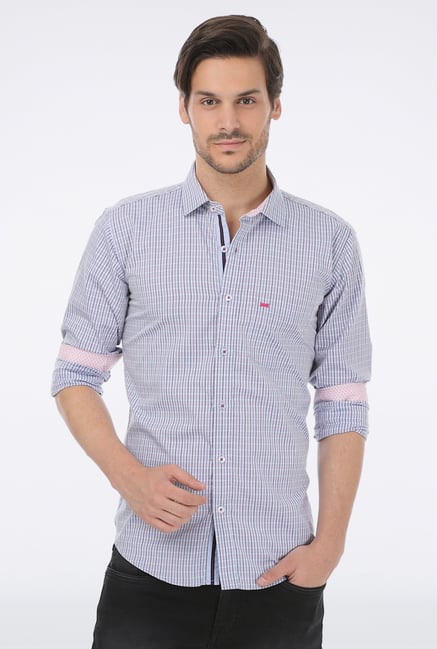 Basics Blue Checked Formal Shirt Basics Blue Checked Formal Shirt