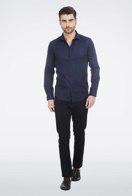Basics Navy Jacquard Shirt Basics Navy Jacquard Shirt