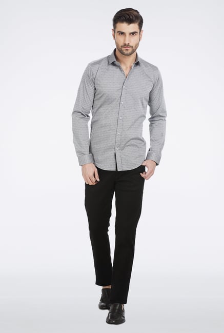 Basics Grey Floral Print Shirt Basics Grey Floral Print Shirt