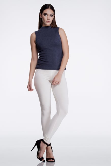 Femella White Skinny Fit Cotton Leggings Femella White Skinny Fit Cotton Leggings