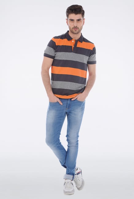 Basics Orange Polo T Shirt Basics Orange Polo T Shirt