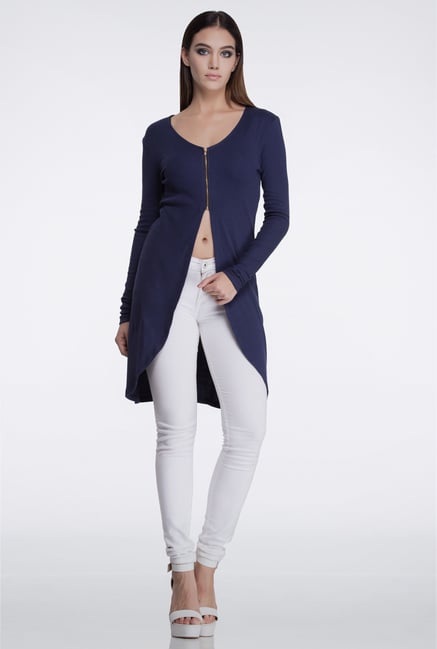 Femella Navy Rib Cover Up Cardigan Femella Navy Rib Cover Up Cardigan