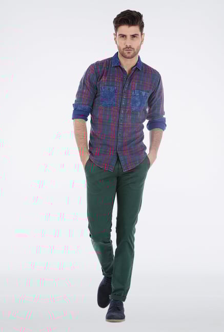Basics Green Slim Fit Trouser Basics Green Slim Fit Trouser
