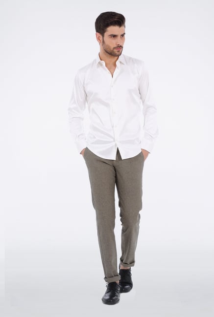 Basics Grey Slim Fit Casual Trouser Basics Grey Slim Fit Casual Trouser